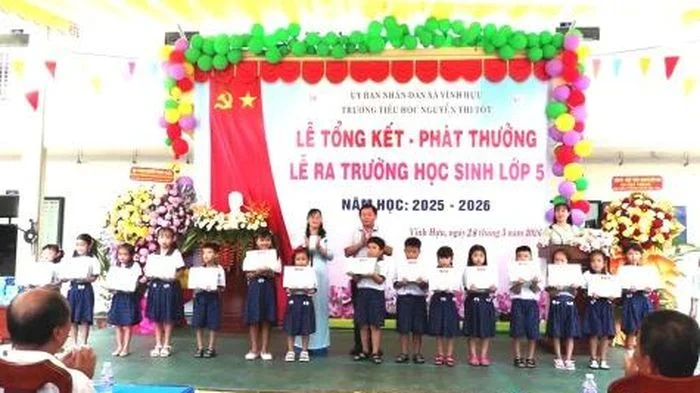 Xã Vĩnh Hựu: Trường Tiểu học Nguyễn Thị Tốt hoàn thành xuất sắc các chỉ tiêu năm học 2025 - 2026