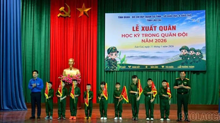 Lào Cai: 121 chiến sĩ nhí lên đường tham gia 'Học kỳ trong quân đội' 2026
