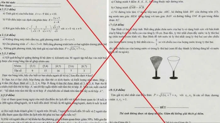 Đề thi Toán tuyển sinh lớp 10 ở Huế có tổng 11 điểm trên mạng xã hội là giả mạo