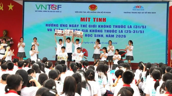 Trường THCS Mai Dịch hưởng ứng Tuần lễ phòng chống tác hại thuốc lá năm 2026