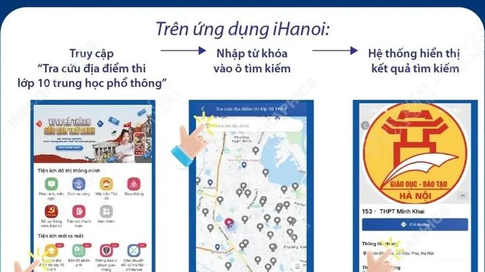 Học sinh có thể tra cứu lộ trình tới điểm thi lớp 10 trên iHanoi