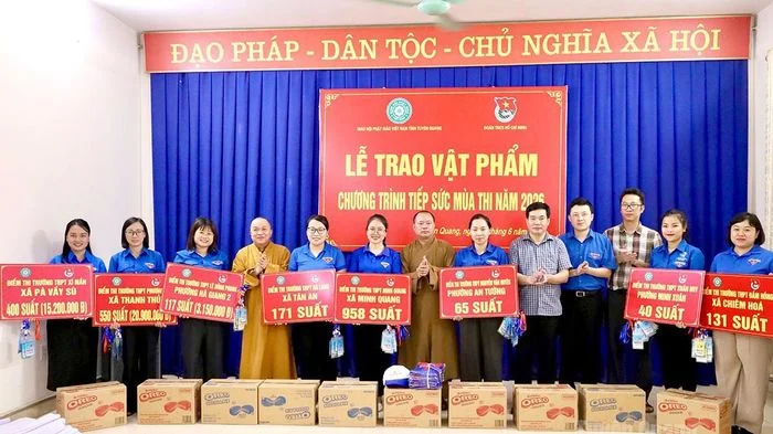 Trên 400 phật tử và 3.000 đoàn viên, thanh niên tham gia tiếp sức mùa thi năm 2026.