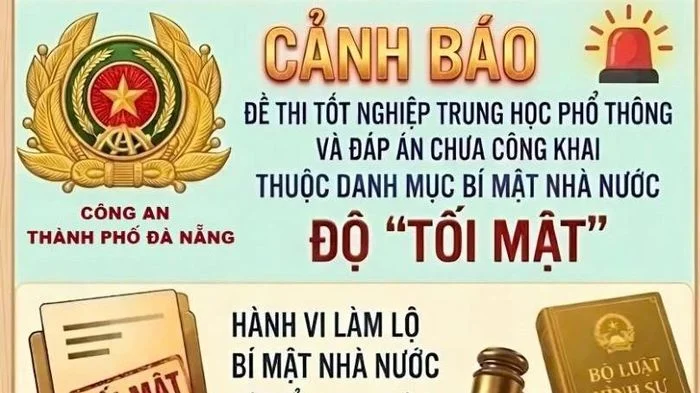 Đà Nẵng niêm yết poster cảnh báo mọi hành vi để lọt lộ đề thi Tốt nghiệp THPT 2026 sẽ bị xử lý nghiêm