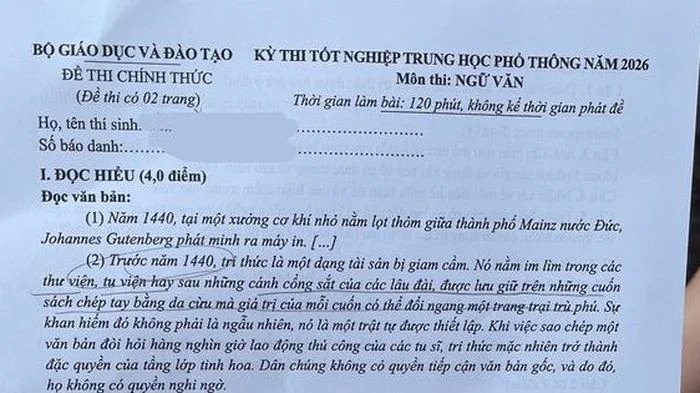 Giáo viên đánh giá đề thi môn Ngữ văn 2026 đòi hỏi tư duy thực chất