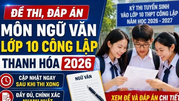 Đề thi, đáp án môn Ngữ văn lớp 10 Thanh Hóa 2026 mới nhất