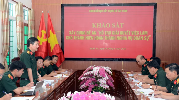 Khảo sát xây dựng Đề án 'Hỗ trợ giải quyết việc làm cho thanh niên hoàn thành nghĩa vụ quân sự' tại Trung đoàn 335, Sư đoàn 324
